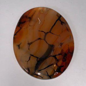 Oval Dragon Veins Agate Orange and White Focal Pendant